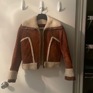 Vintage genuine leather sherpa jacket